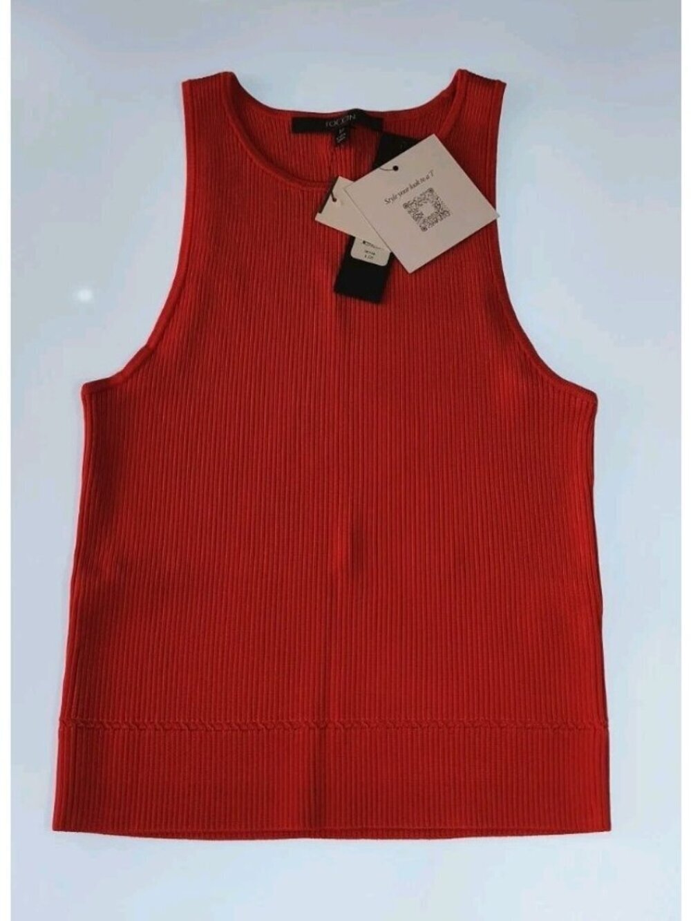 TOCCIN Avery Racer Tank M Poppy Red Ribbed Knit Racerback Slim Fit NWT